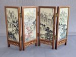 Vintage Chinese Miniature Four-Panel Folding Table Screen