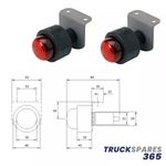 PAIR RUBBOLITE TRUCK-LITE MODEL M50 50/02/00 REAR RED MARKER LAMP/LIGHT +BRACKET