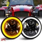Pair 5 3/4" 5.75" Inch Black LED Headlight High Low Halo DRL For Lotus Caterham