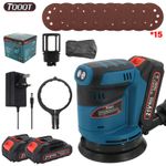 2 Battery 21V Electric Cordless Random Orbital Sander 125mm for Sanding Wood