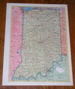 1953 VINTAGE MAP OF INDIANA / VERSO IOWA