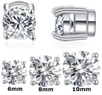 Magnet Clip On Stud Earrings 6mm / 8mm / 10mm Non Pierced Magnetic Crystal Studs