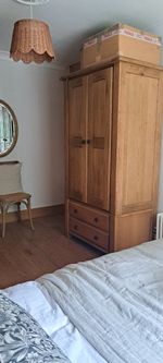 Solid Oak Wardrobe 2-Door & large matching Chest of Drawers 