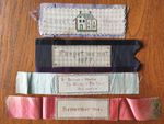 Lot of 4 VICTORIAN Handmade Paper Punch NEEDLEWORK Sampler Bookmark silk ribbon