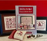 STITCHES IN RED by Brenda Keyes. Cross stitch Patterns book. 18 Projects. New
