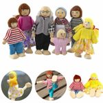 Wooden Family Dolls House Family Flexible Wooden Doll House People Figures