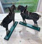 Vintage Scottish Naive Folk Art Clydesdale Horse Cut-Outs on Bases-13"x12 1/4"