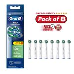 UK Oral-B Pro Cross Action Replacement Toothbrush Heads WHITE - Pack of 8