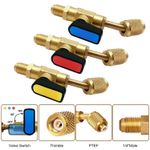 R410A R22 Angled Shut Off Ball Valve 1/4 SAE AC Refrigerant Charging Adapter