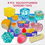 Squishy Fun Box 8 PCS Sensory Toys Set Multicolor Ages 4-7, 8-11, 12-16, 17+