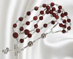 Handmade Unbreakable Orthodox Rosary Red Onyx, Silver Tone Stainless Steel Cross