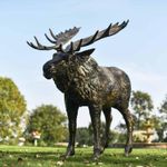 Antique Gold "Mickey Moose" Cast Aluminium Moose Garden Sculpture