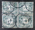 GB Postage due SG D6wi 4d dull grey-green block of 4. Used. CDS Wmk inv. Ref FF7