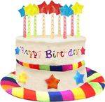 Rainbow Birthday Cake Hat with Candles for Adult Fancy Dress Party