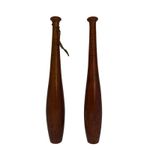 Two Vintage Juggling Clubs Wooden Hand turned Well 15 inches each 300 Grams Each