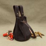 Leather Drawstring Ammo Pouch Ammunition Magazine Belt Bag Universal Portable