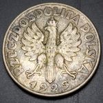RARE 1925 Poland 2 Zlote Philadelphia Mint No Dot .750 Silver Parchimowicz 109e