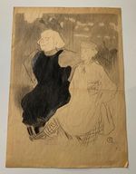Toulouse Lautrec Drawing on paper (Handmade) signed and stamped mixed media.