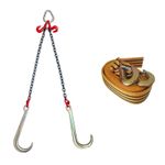 1M V-Assemble J Hook Brother Winch + 5T Heavy Duty Tow Strap Recovery Assistance