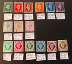 British George VI Definitive Set 1937-47 X 15. MH & off paper