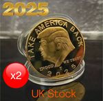 2PCS US President Donald Trump TAKE AMERICA BACK Gold-Plated Commemorative Coins