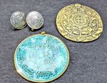 Vintage Aztec Mesoamerican Jewelry Lot — 925 Silver Clip Earrings + 2 Pendants