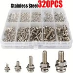 320 Pcs Stainless Steel Screws Bolts Kit Assortment Hardware Set