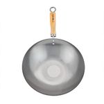 Stoven Wok - 30cm Carbon Steel Heavy Gauge Induction Rubberwood Handle