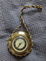 Unusual Polaris Vintage Brass Hanging Wall Clock On Rope Wind Up Movement VGC