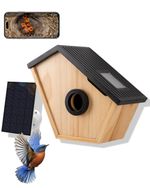 Smart Bird Box with Camera 4MP WiFi Solar Powered Wooden Nesting House Live View