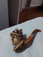 Mearchaum Pipe Beautifully Carved With Natural Patina Amber Stem Antique