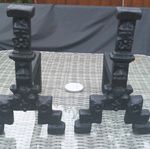 Antique Pair Of  Very heavy Solid Cast Iron Firedogs/ Andirons 39cmHx32L C1800s