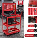 Heavy Duty Wheeled Tool Storage Trolley Cart 3Tier Shelf Cabinet Drawer Workshop