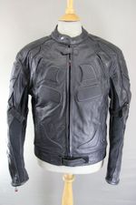 MAX MPH BLACK LEATHER BIKER JACKET WITH BACK, SHOULDER & ELBOW CE ARMOUR 40 INCH