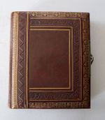 Floral Album, by  AFC, empty, tooled leather cover, CDV & Cabinet Album