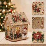3D Wooden House Christmas Pearl Diamond Art Kit, Christmas Diamond Painting Kits