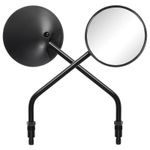 Ryde Black Round Adjustable Motorcycle Rearview Mirrors Pair 10mm Bike/Motorbike