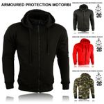 Motorbike Safety Protection CE Armoured Fleece Hoodie Jacket Zip Pockets Summer