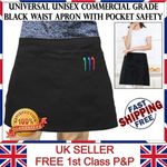 Black Short Waist Cotton APRON 2 Big Pockets BISTRO Bar Cafe Pub Waiter Waitress
