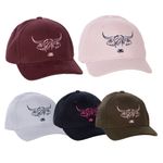 Ladies Highland Cow Embroidered Baseball Cap One Size Cotton Hats Rydale