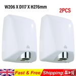2X White Hand Dryer Automatic Infrared Toilets Commercial Cafe 1.6KW 62dB UK