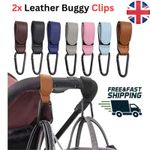 2x Leather Buggy Clips Pram Hooks For Bags Baby Pushchair Clips Stroller Hooks