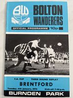 Bolton Wanderers Vs Brentford FA Cup January 1976 Football Programme