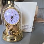 Rotating Pendulum Dome Carriage Clock Gold Roman Numerals Metal/Glass 62621