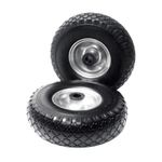 2 x 25cm Wheels 3.00-4 Puncture Proof 20mm Axle Bore Steel Rim Sack Truck Barrow