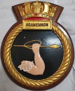 HMS Agamemnon - Ship Crest Plaque – Hand-Painted, Solid Mahogany Mount, 812g