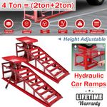 4 Ton Hydraulic Car Ramps 2 Pack HeavyDuty Garage Auto Van Bottle Lift Jack Ramp