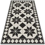 Patio Outdoor Vinyl PVC Balcony Mat Carpet Area Rug Black and white stars 60x90