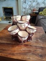 Vintage Weiss Friar Chucky Ceramic 6-egg Cup Holder Tray Egg Stand Kitchenalia