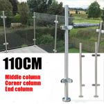 1100MM Stainless Steel Glass Balustrade Posts Grade 316 Pole Clamp Railing Posts
